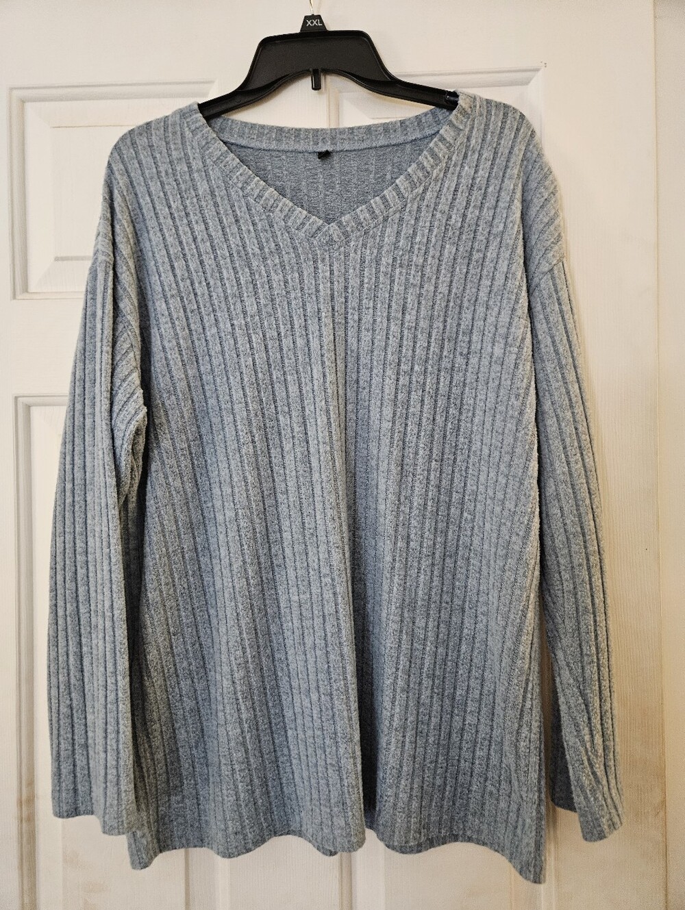Amazon Womens Ribbed V-Neck Sweater - Light Blue